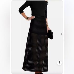 Maje Black Mesh & Jersey Jeunesse Maxi Skirt